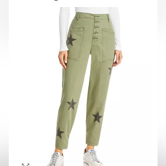 pistola Pants - Pistola Tammy Star Trousers Size 24 Green Black